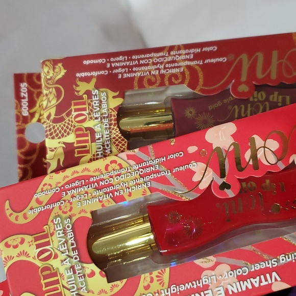 2pack vitamin E enriched hydrating sheer red and purple gold tinted lip oils new - Picture 8 of 10